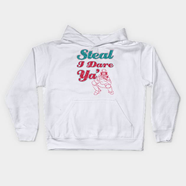 Softball Shirt - Steal I Dare Ya Kids Hoodie by redbarron